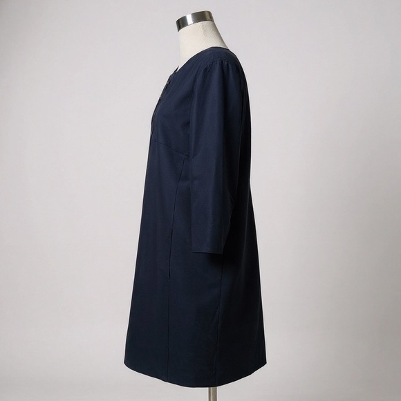 MM LaFleur Navy Blue 3/4 Sleeve Sheath Work Dress Size 12 - Picture 4 of 11